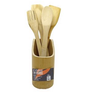 Kit Utensílios 5 Peças em Bambu Livon