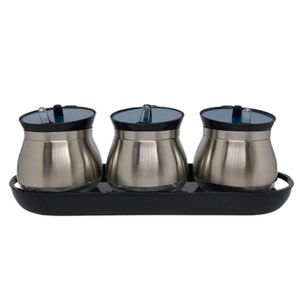 Conjunto de porta condimentos 3 peças com suporte de plástico Top Rio
