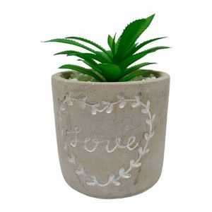 Vaso C/ Planta Artificial Decorativo 10x14cm em Cimento Fwb