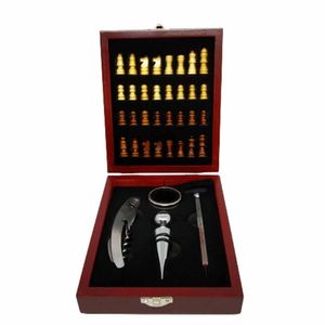 Kit Vinho C/ Jogo de Xadrez 14x17cm em Metal UniHome