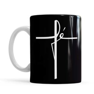 Caneca Fé 330ml em Porcelana  Sude Presentes