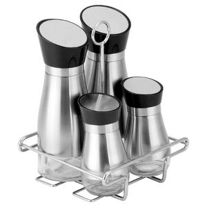 Jogo galheteiro 4 peças com suporte inox UniHome