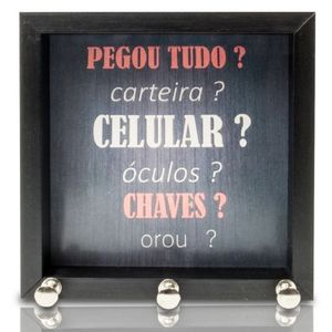 Porta Chaves Decorativa C/ Frases e Moldura 14x14cm Decorex