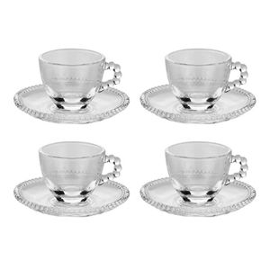 Jogo De Xicaras Pearl C/Pires 4 Peças 80ml em Cristal Rojemac