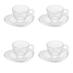 Jogo de Xícaras em Cristal Pearl 4 Peças 85ml Rojemac