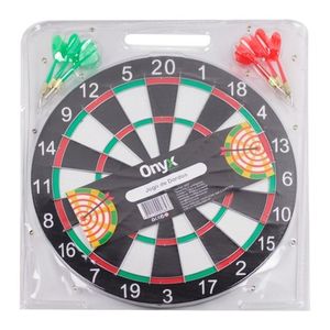 Jogo de dardos  com alvo de madeira dupla face 40cm com 6 dardos Livon