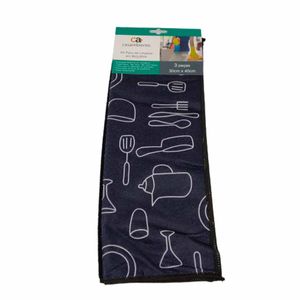 Kit Pano de Limpeza em Microfibra 30x40cm 3 Peças Modelos Sortidos Casa Ambiente