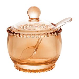 Açucareiro C/ Colher Cristal  Pearl Âmbar 10x8x7cm Rojemac