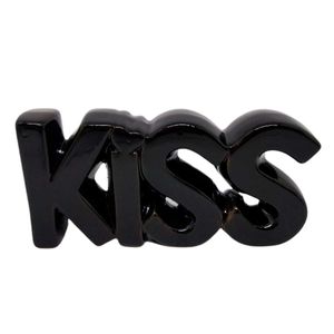 Palavra Kiss Decorativa 15x7cm em Porcelana Interponte