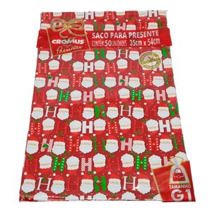 Saco P/ Presente Tema Natal 35x54cm Modelos Sortidos Cromus Embalagem
