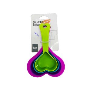 Kit Colheres Medidoras Formato Coração 4 Peças Cores Sortidas Livon