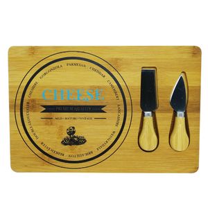 Conjunto de Tábua e Faca P/ Queijo Bambu e Inox 30cm Hauskraft