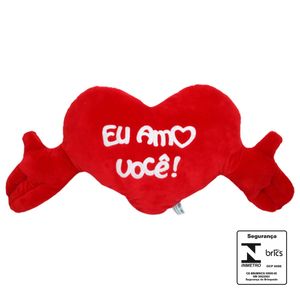 Almofada Coração C/ Braços Eu Amo Você 30x60x10cm HSU USIEH
