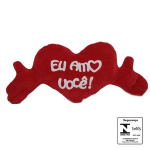 Almofada Coração C/ Braços Eu Amo Você Mini 15x40x5cm em Poliéster HSU USIEH