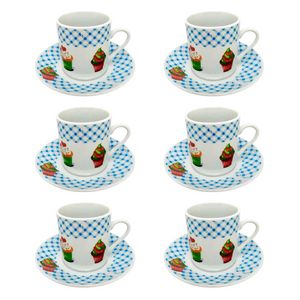 Jogo de Xícara para Café com 12 Peças 90ml Estampa  de CupCake  Hauskraft