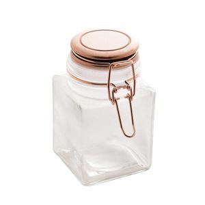 Pote Hermético 7x12cm C/ Tampa em Metal Rose Gold em Vidro Lyor