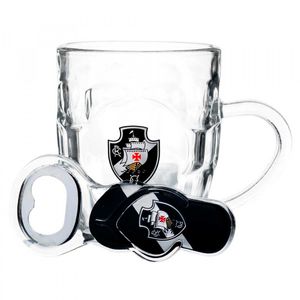 Caneca e Abridor de Garrafa Vasco 310ml em Vidro Mileno