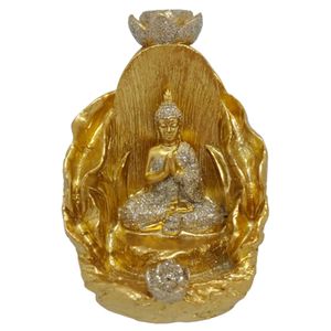 Porta Incenso Decorativo Buda Dourado em Resina 10x9x12,5cm BrasContinetal Brascontinental