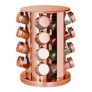 Porta Tempero Giratório 17 Peças em Aço Inox Rose Gold  Hauskraft
