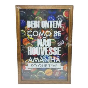 Porta Tampinha Decorativo 20x30x3cm em Madeira Vipa
