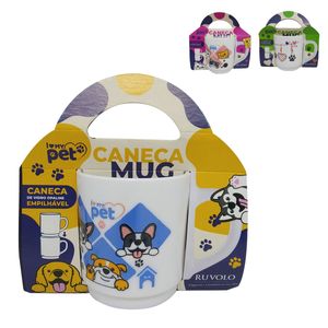 Caneca Mug I Love My Pet de Vidro Modelos Sortidos Ruvolo