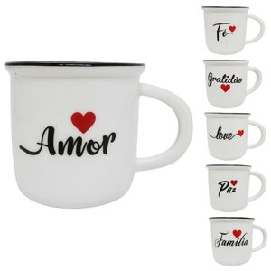 Caneca  de Porcelana  160ml Frases Sortidas InterPonte    Interponte