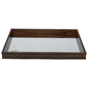 Bandeja Decorativa  Espelhada 34x19x5cm em Madeira Coquinho Rojemac