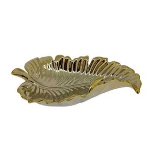 Centro de Mesa Folha de Cerâmica 19x29x6cm Bom Years
