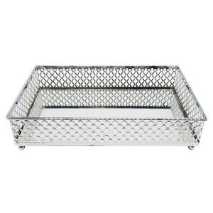 Bandeja Espelhada Barcelona Decorativa 21x13x5cm em Ferro Silver Lyor