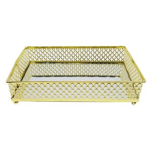 Bandeja Espelhada Barcelona Decorativa 21x13x5cm em Metal Lyor