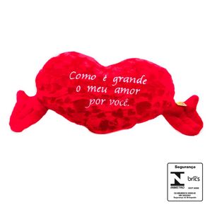 Almofada Coração de Pelúcia Frases 100x65cm Fizzy