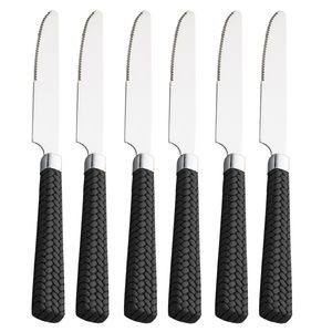 Jogo de Facas P/ Sobremesa 6 Peças 22cm Aço Inox Cabo Preto Lyor