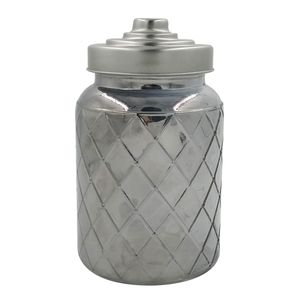 Pote Porta Mantimentos Xadrez 1L em Vidro C/ Tampa em Metal  Casa Ambiente