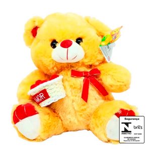 Urso de Pelúcia C/ Cestinha Amor 28cm em Poliéster Fizzy