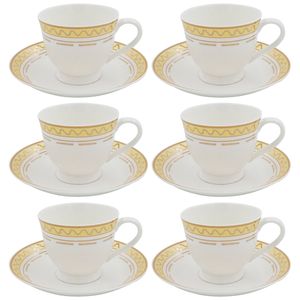 Jogo de Xícaras P/ Chá  170ml 12 Peças em Porcelana Dolce Home  Dolce Home