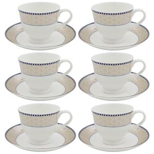 Jogo de Xícaras P/ Chá 12 peças 170ml em Porcelana Dolce Home