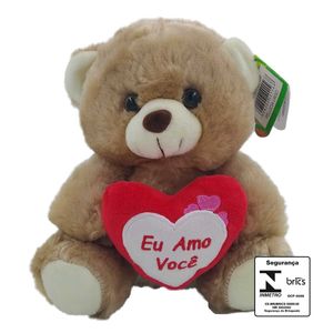 Urso de Pelúcia C/ Coração 16x22cm em Poliéster Fizzy