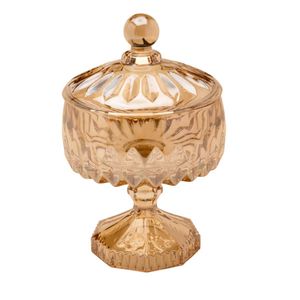 Potiche decorativo de cristal com pé loise ambar 11x18cm Wollf Rojemac