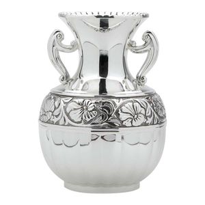 Vaso Metalizado Antiga C/ Alça Zamac Prata 9x18x9cm Rojemac