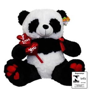 Panda de Pelúcia I Love You 60cm em Poliéster Fizzy