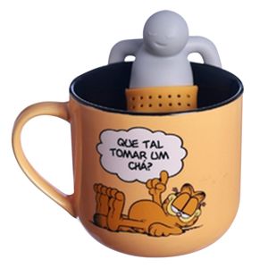 Caneca C/ Infusor Tema: Garfield  350ml em Cerâmica Zona Criativa
