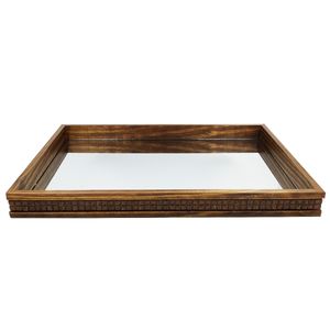 Bandeja Decorativa Espelhada 30,5x46,5x4cm em Madeira Coquinho Vipa