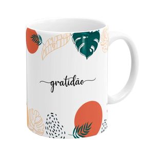 Caneca Gratidão 300ml em Porcelana Sude Presentes