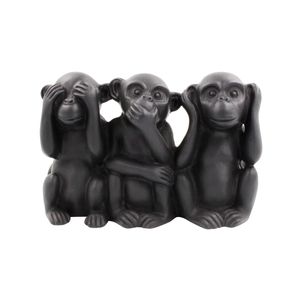 Macacos Decorativo 11x17x7cm em Cimento Black Mart/Moas