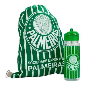 Garrafa C/ Mochila do Palmeiras 450ml em Plástico Mileno