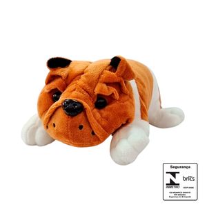 Bulldog Deitado de Pelúcia 20cm em Poliéster BBR