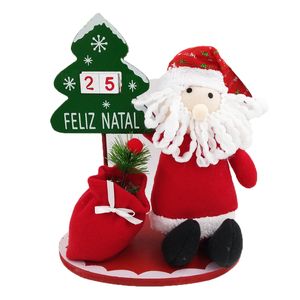 Enfeite Papai Noel 30x22cm em Madeira e Tecido Fartex