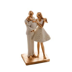 Família Decorativa 9x6x20cm em Resina Gold Rojemac
