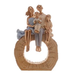 Família  Decorativa 18x8x27cm em Resina Gold Rojemac