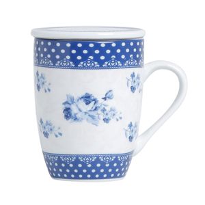 Caneca Infusor C/ Tampa 310ml em Porcelana Lyor